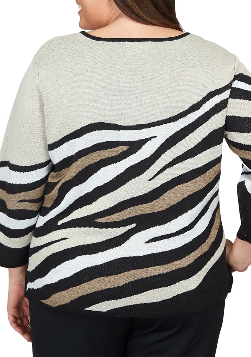 Plus Size Animal Jacquard Sweater