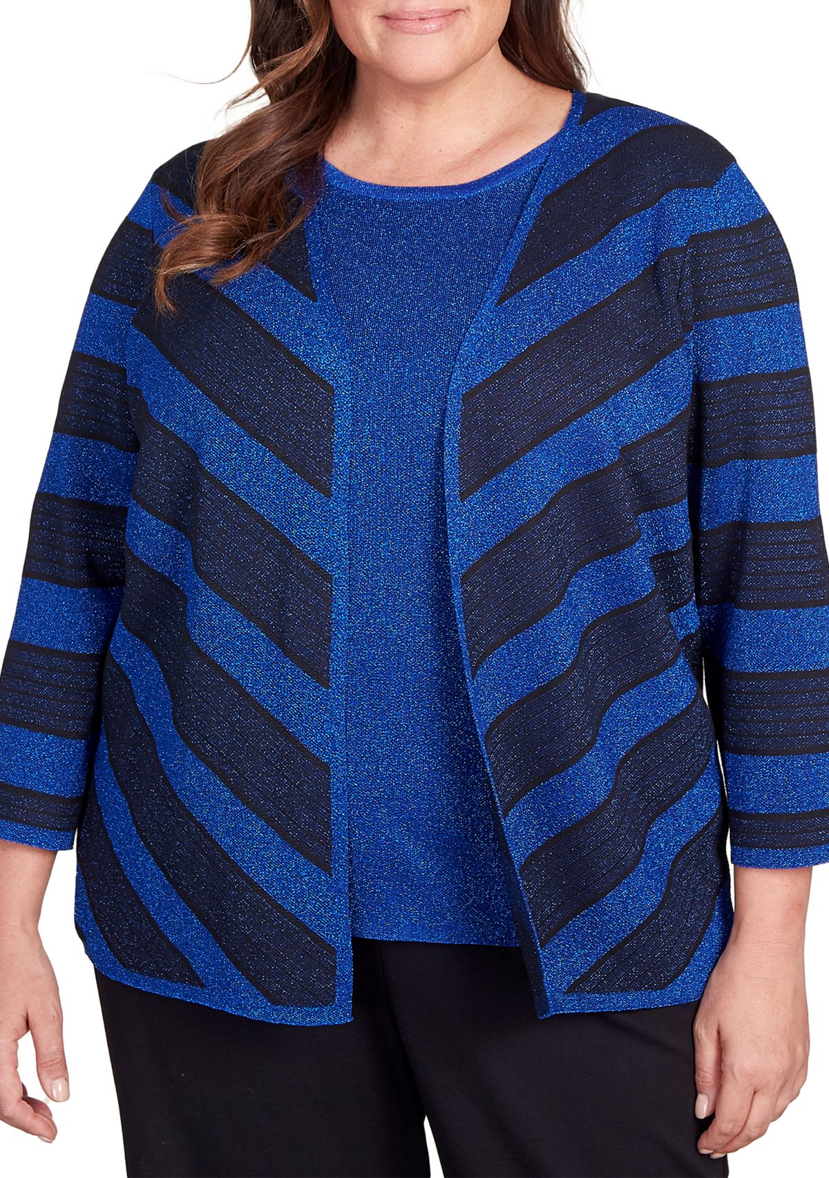 Plus Size Lurex 2fer Top