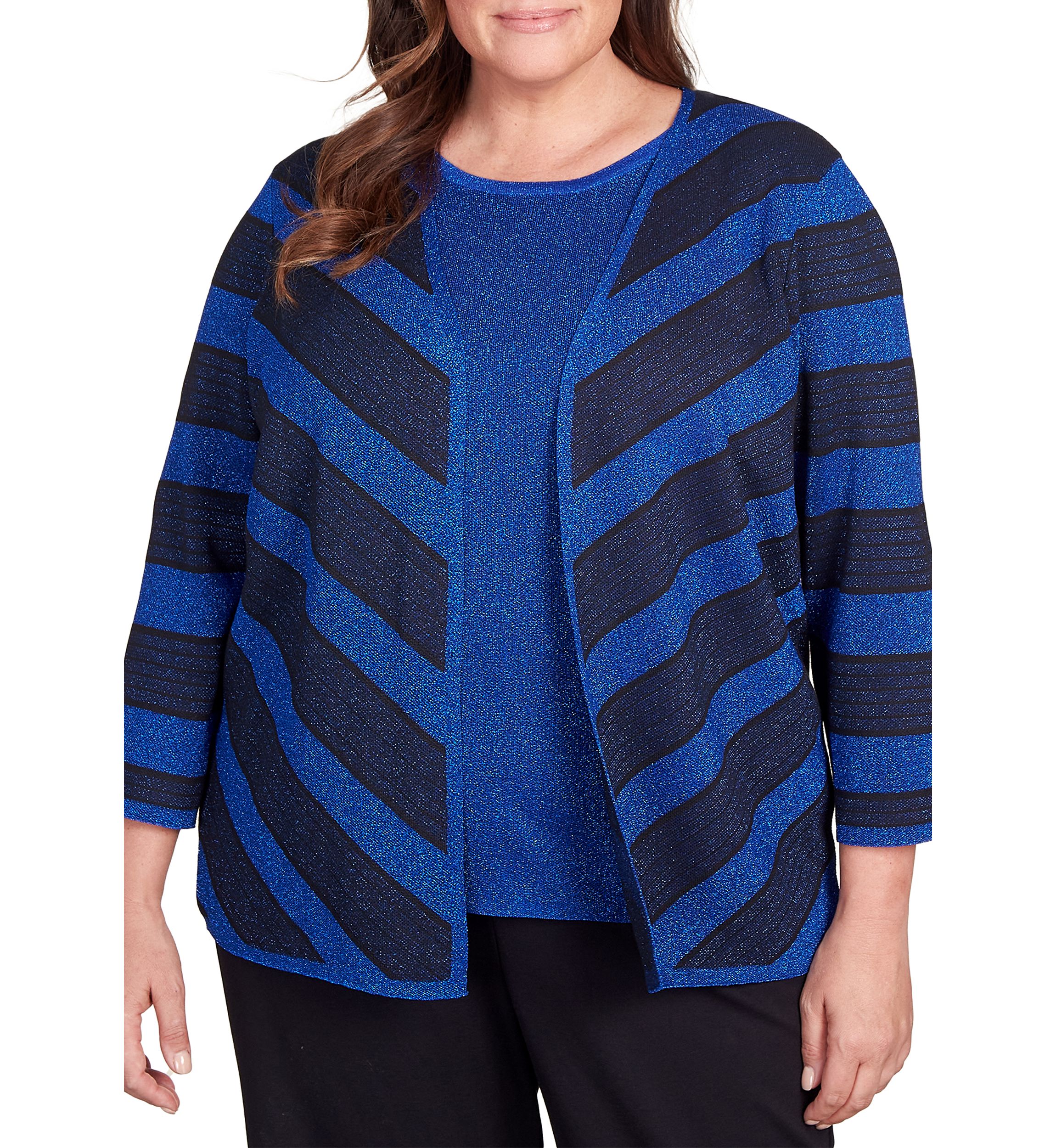 Plus Size Lurex 2fer Top
