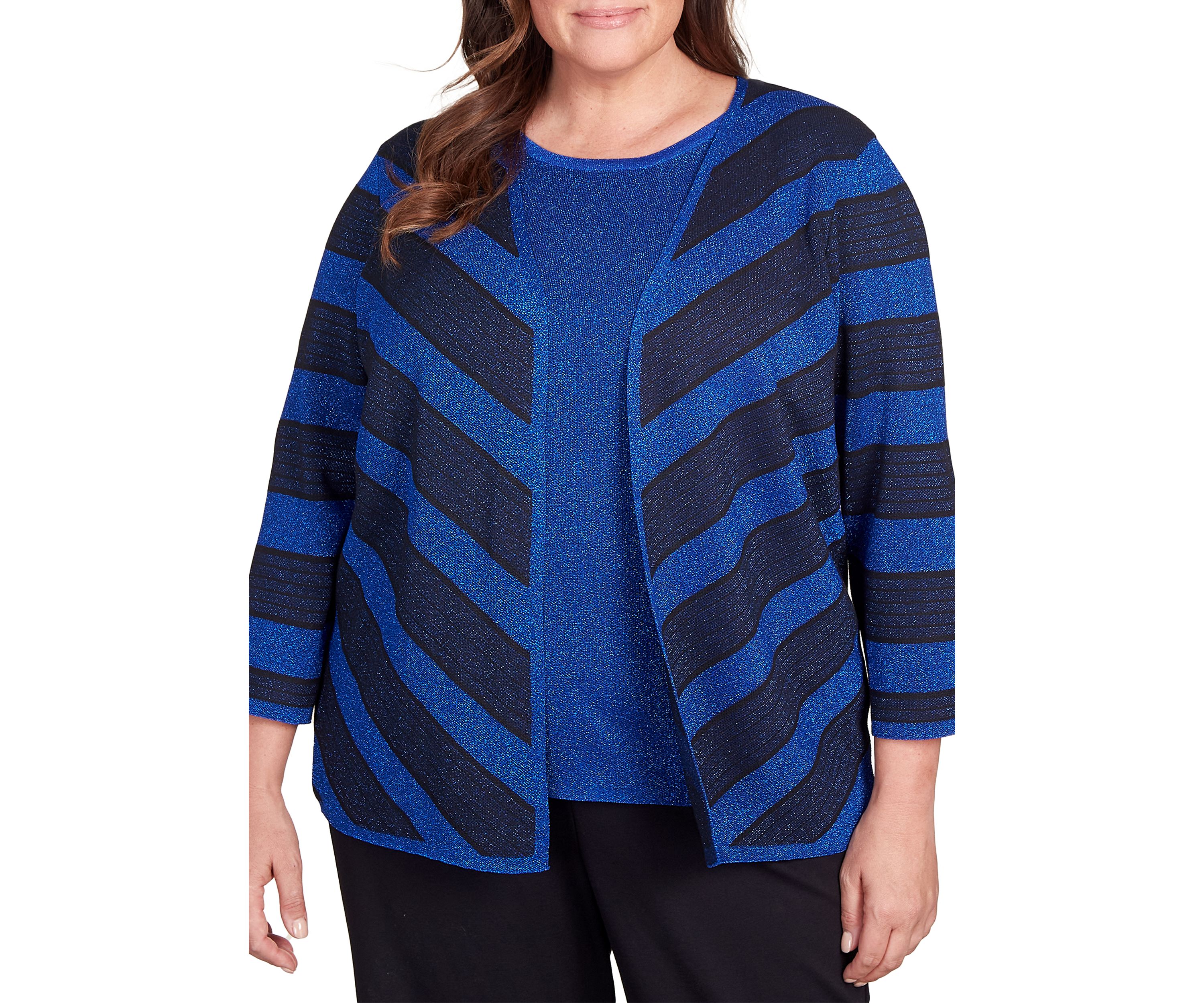 Plus Size Lurex 2fer Top