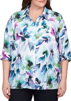 Plus Classics Watercolor Floral Top