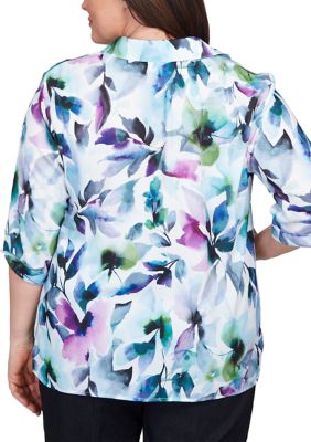 Plus Classics Watercolor Floral Top