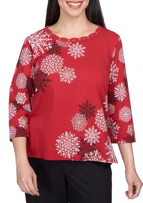 Petite Snowflakes Knit Top