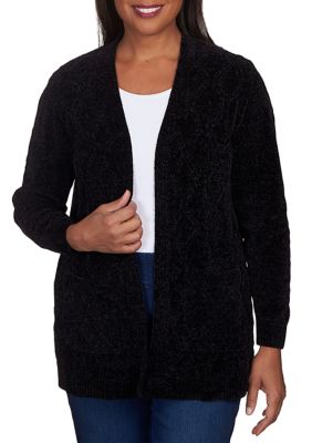 Petite Long Open Chenille Cardigan