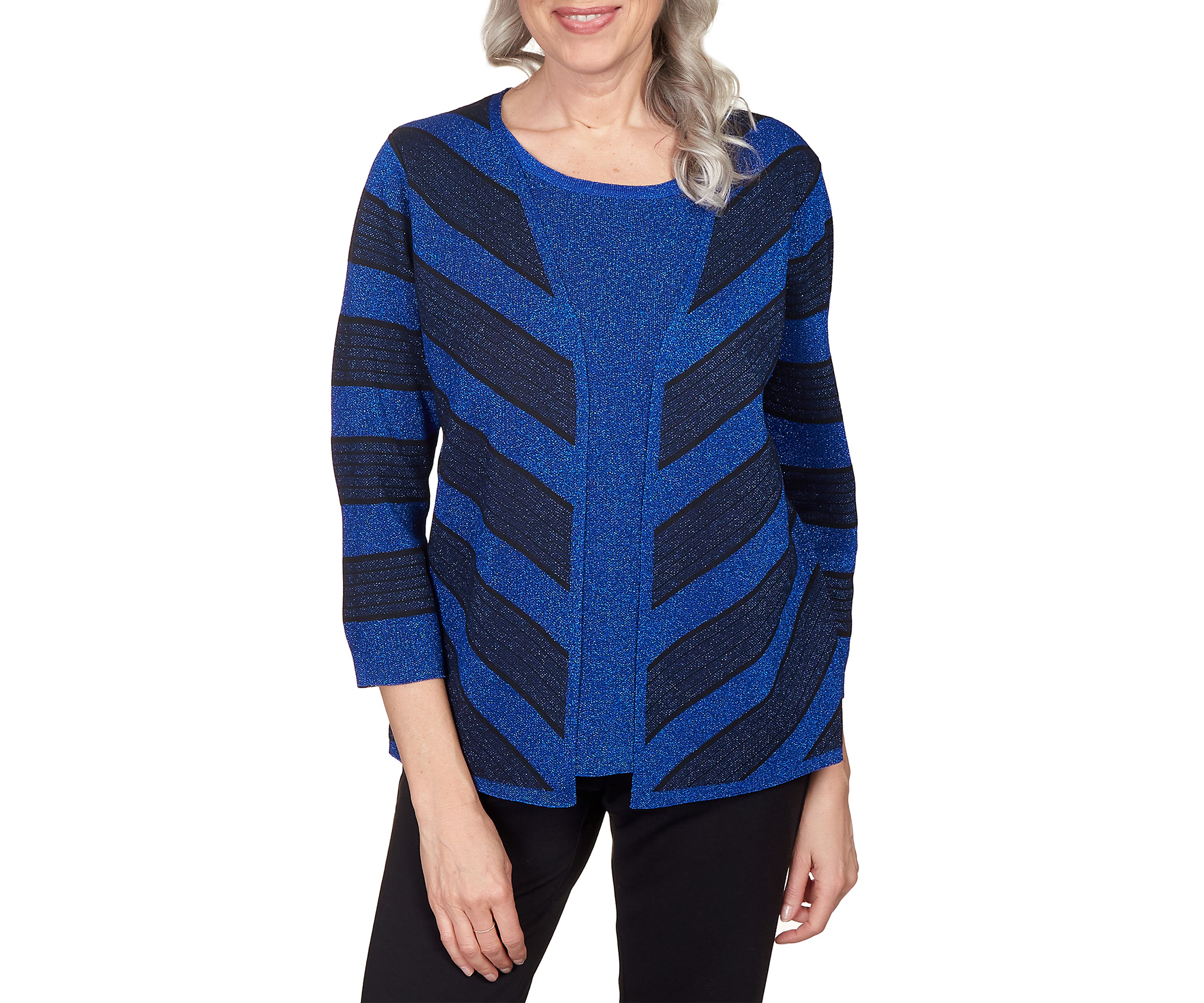 Petite Classics Chevron Stripe Two for One Sweater