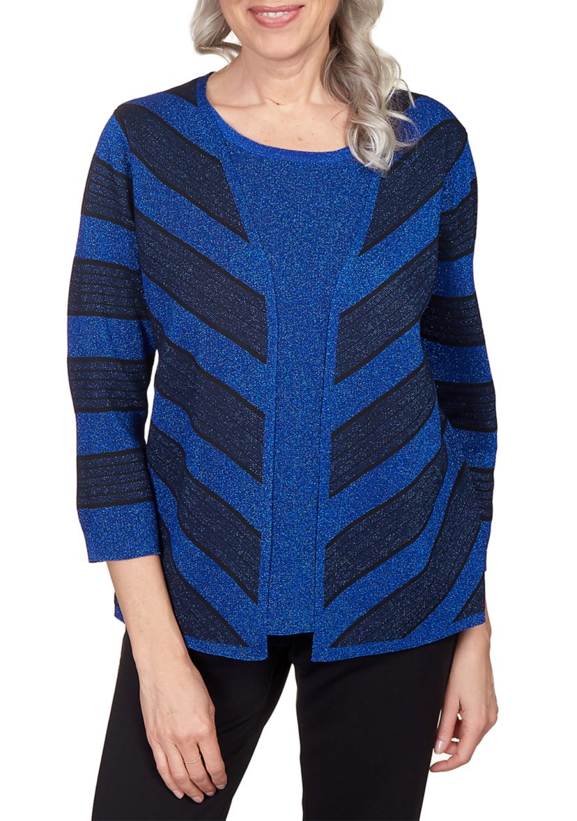 Petite Classics Chevron Stripe Two for One Sweater