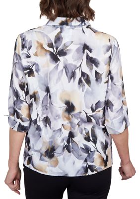 Petite Classics Watercolor Floral Woven Top