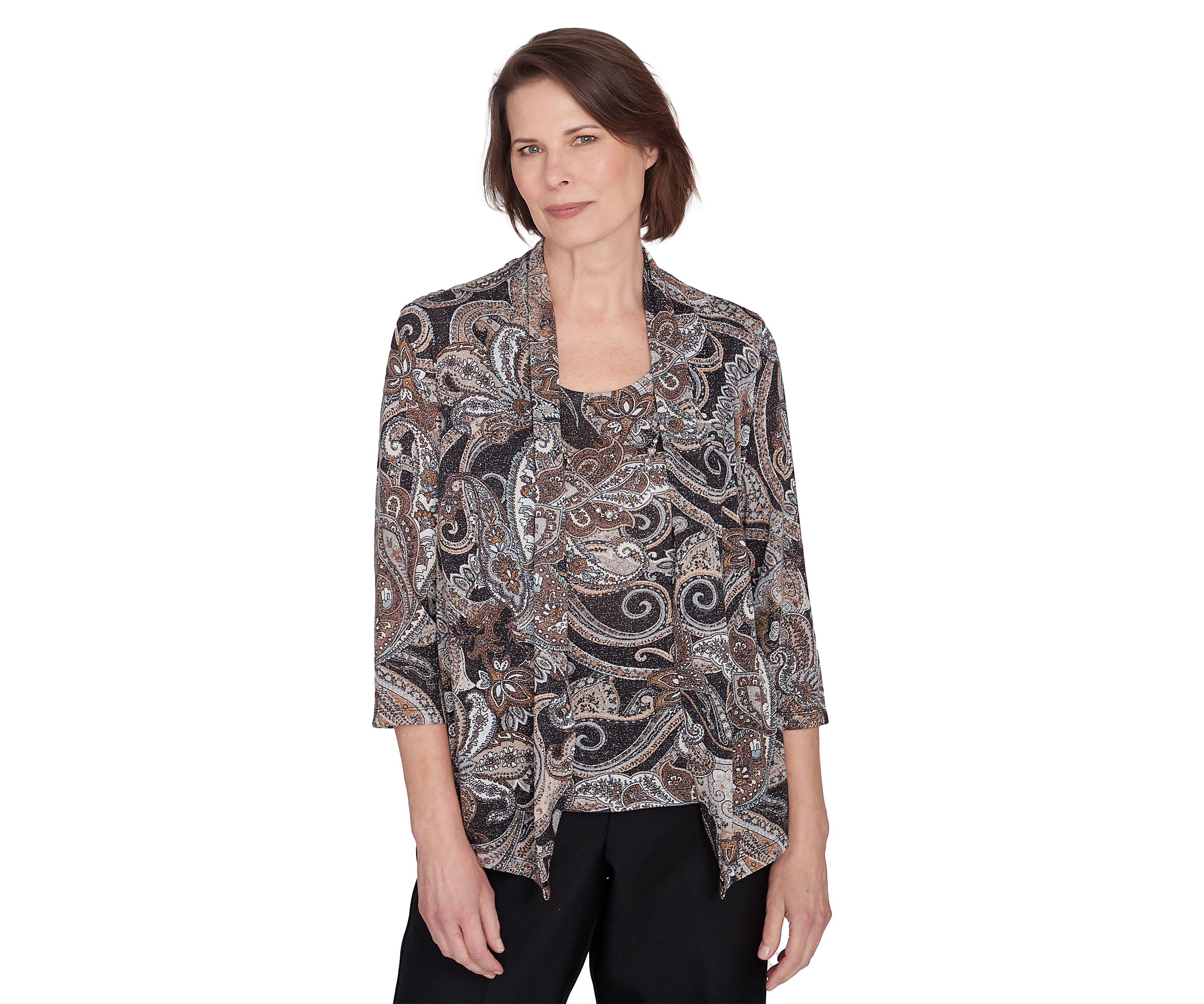 Womens Classics Paisley Lurex Two in One Top