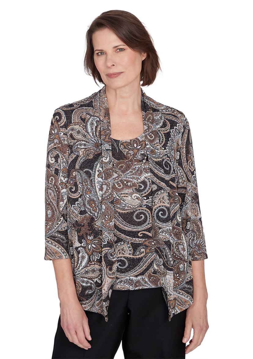 Womens Classics Paisley Lurex Two in One Top