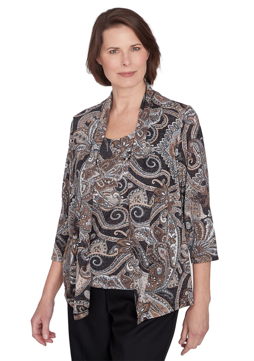 Womens Classics Paisley Lurex Two in One Top
