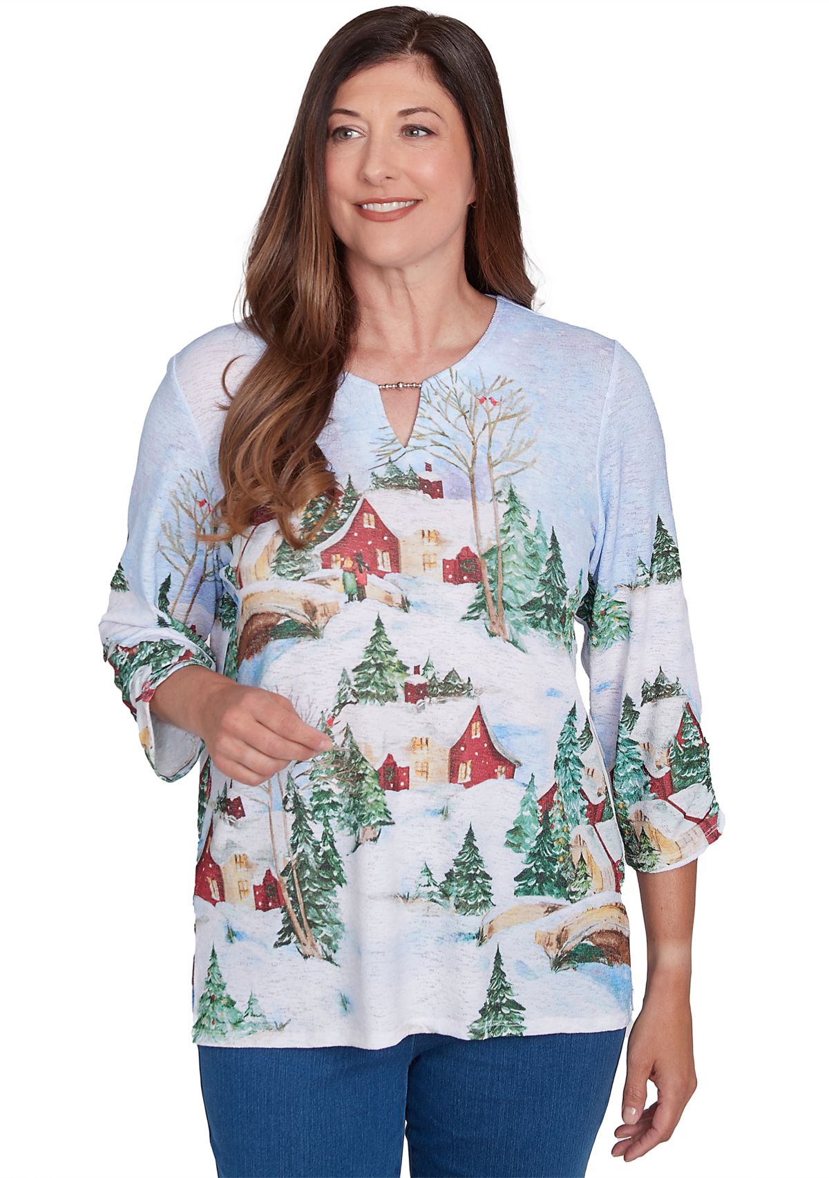 Womens Classics Winter Wonderland Scene Top