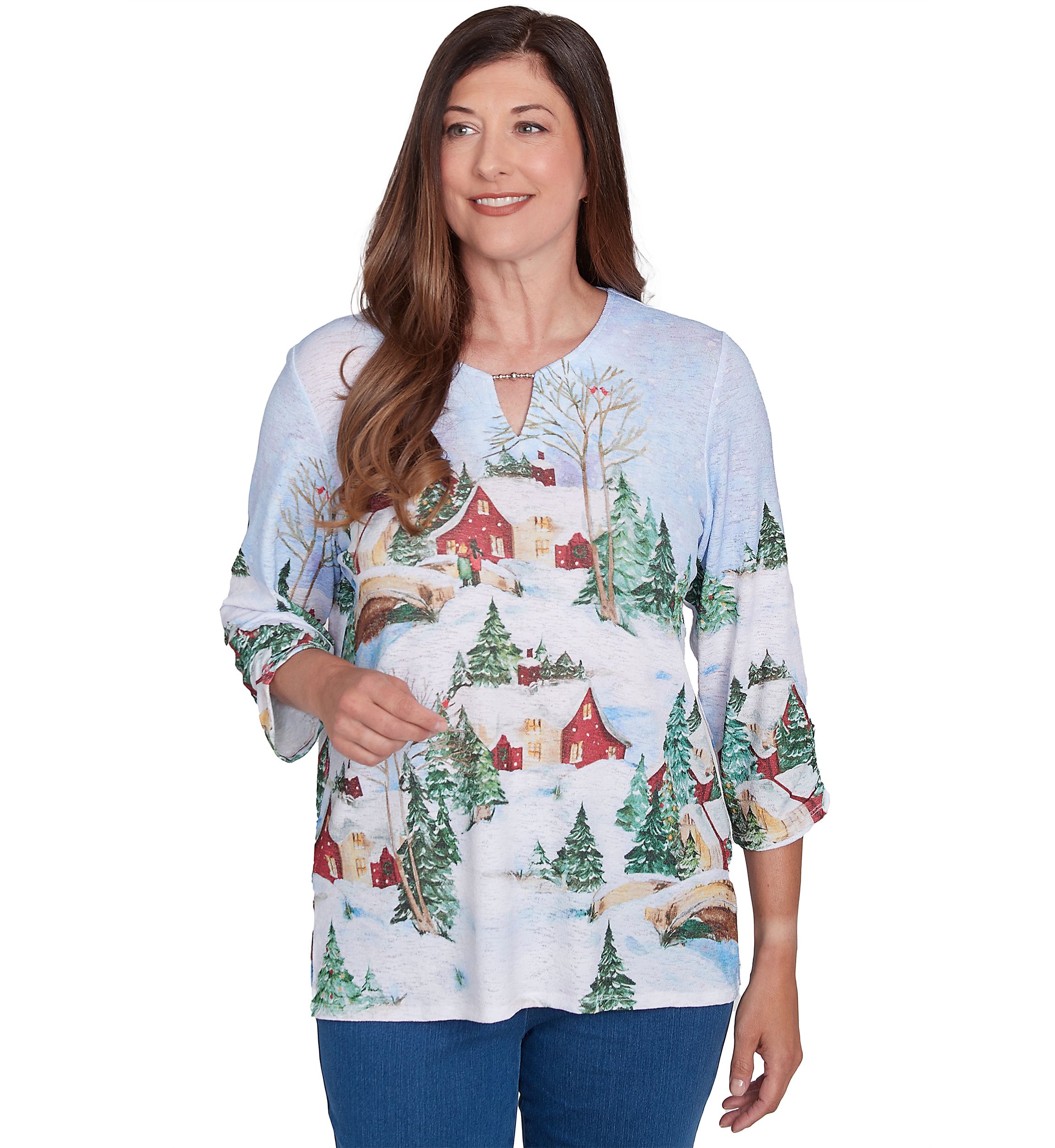 Womens Classics Winter Wonderland Scene Top