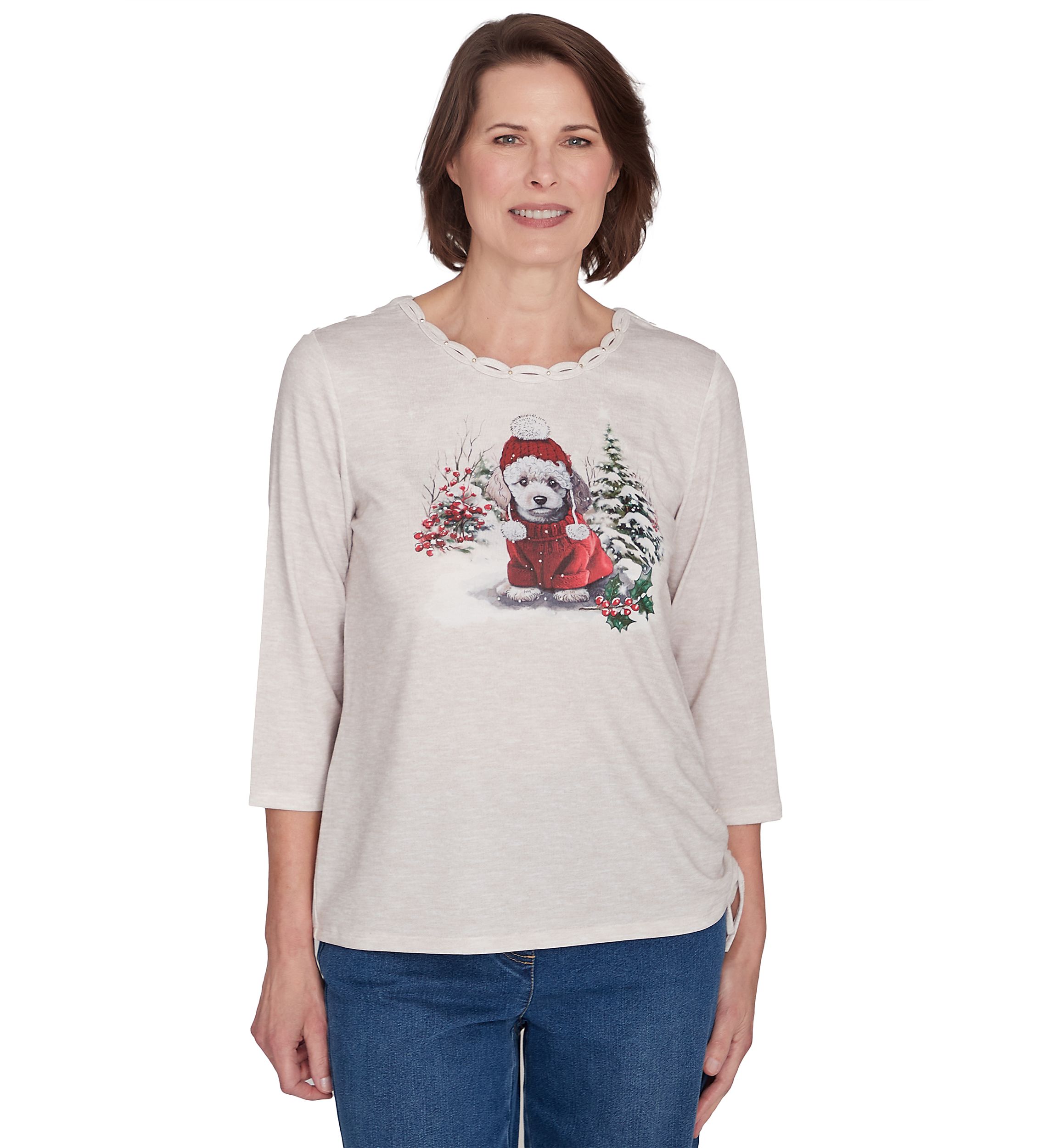 Womens Classics Festive Poodle Graphic Shirt 