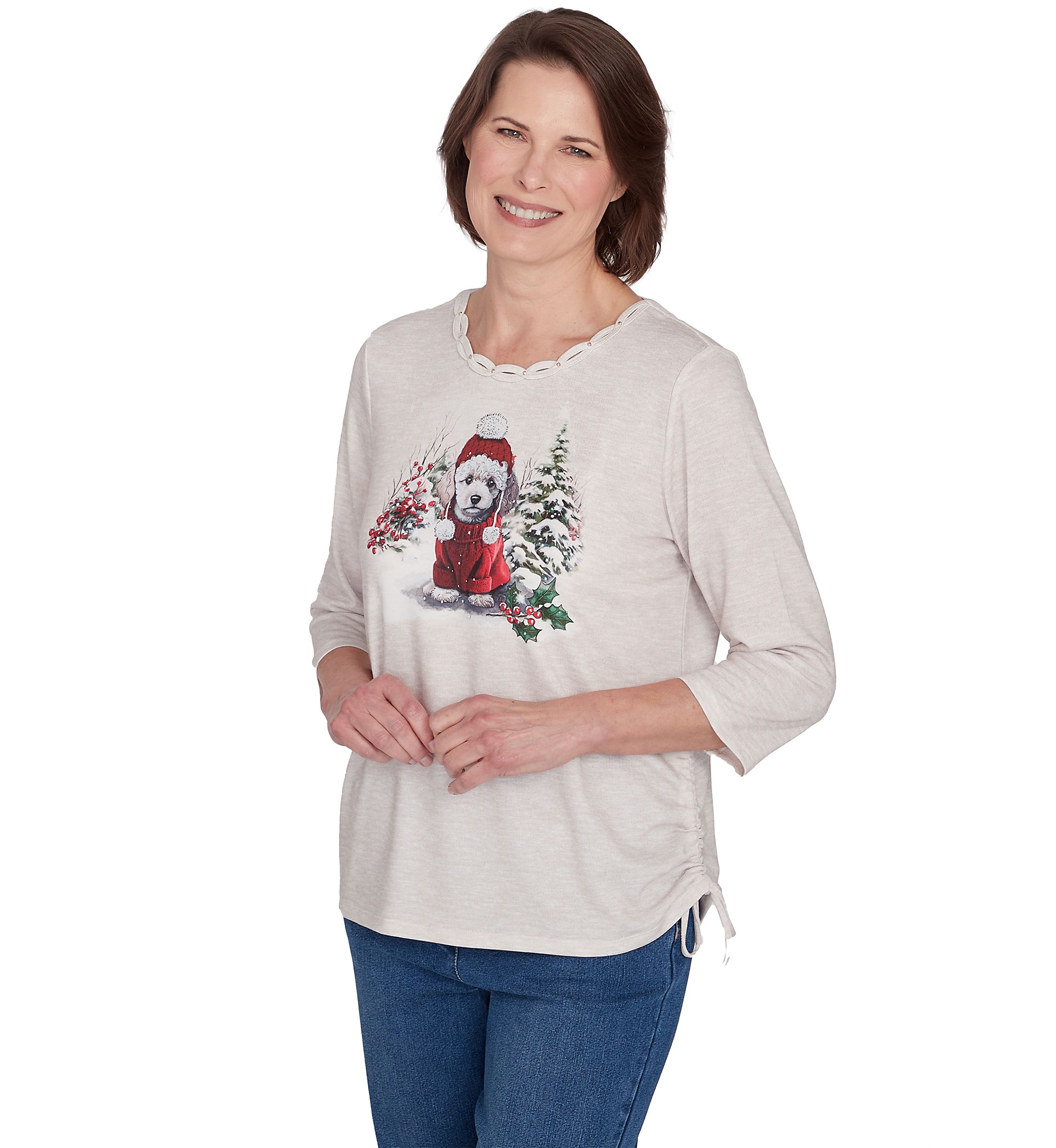 Womens Classics Festive Poodle Graphic Shirt 