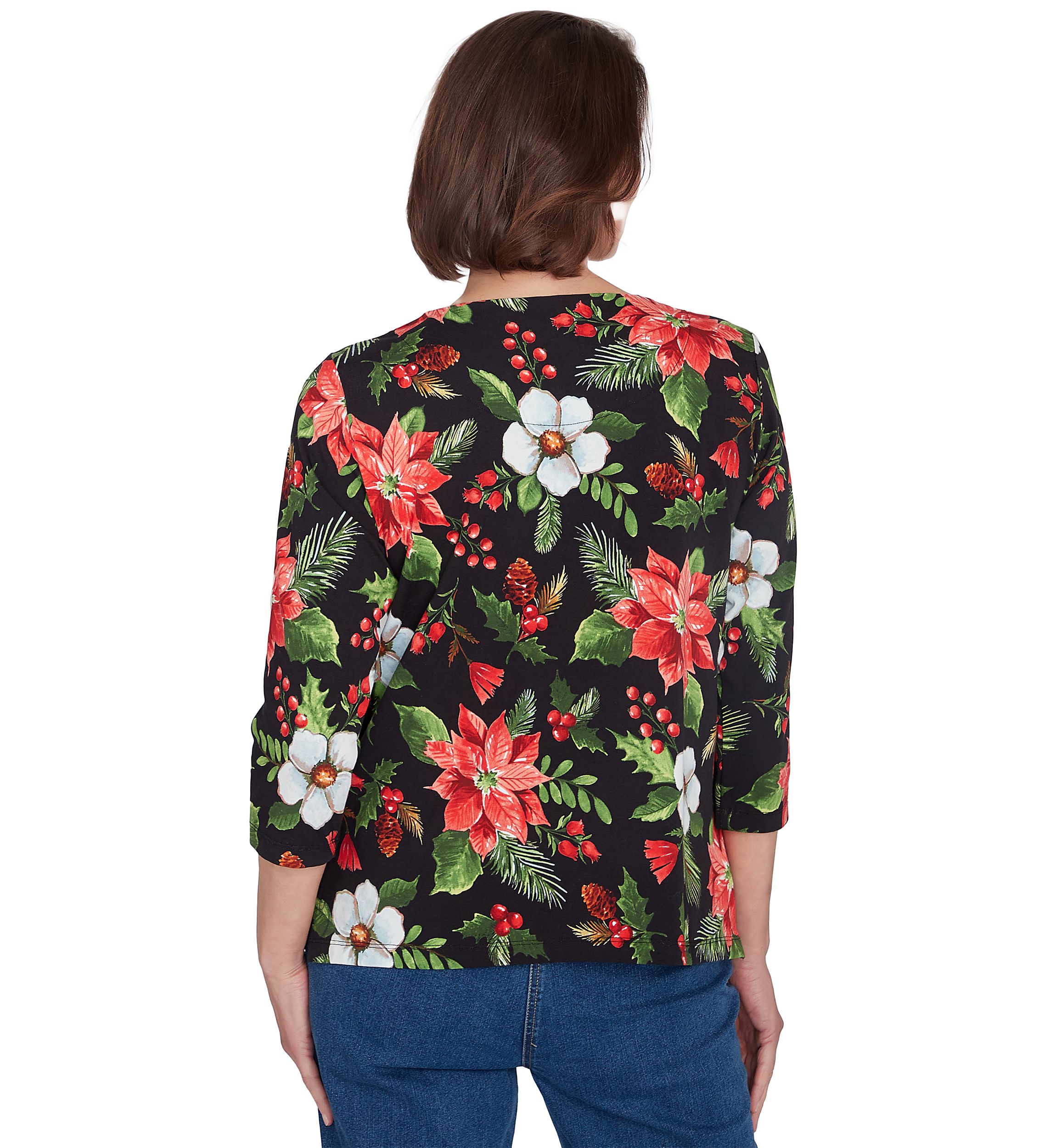 Womens Classic Poinsettia Printed Top