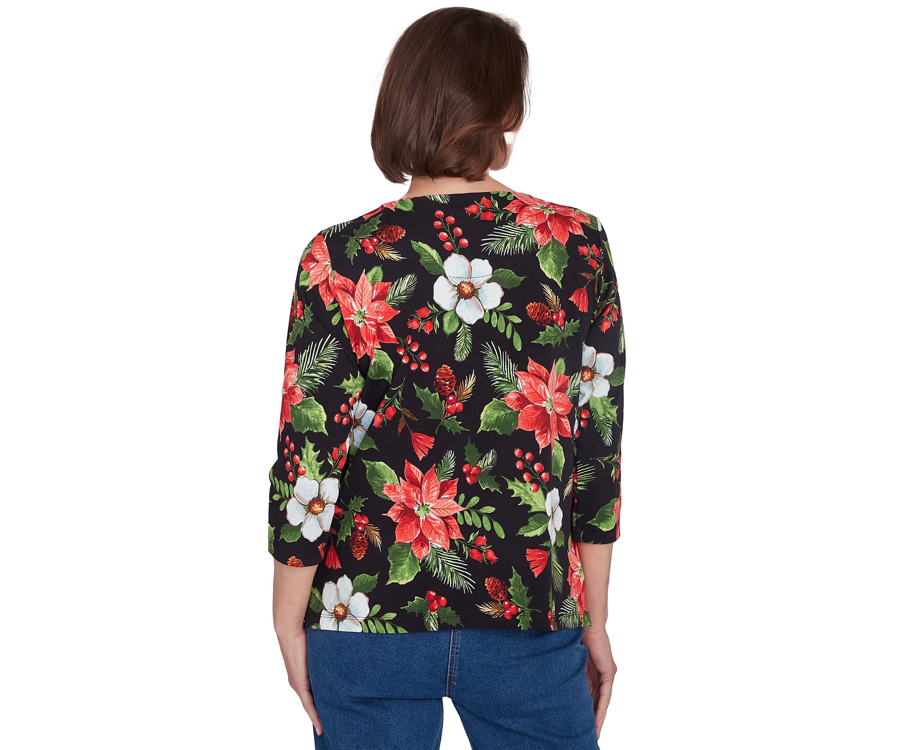 Womens Classic Poinsettia Printed Top