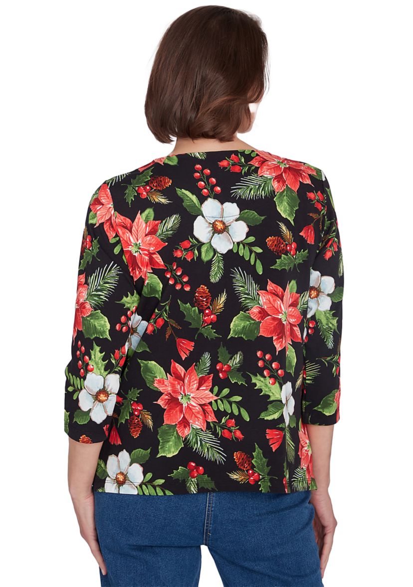 Womens Classic Poinsettia Printed Top