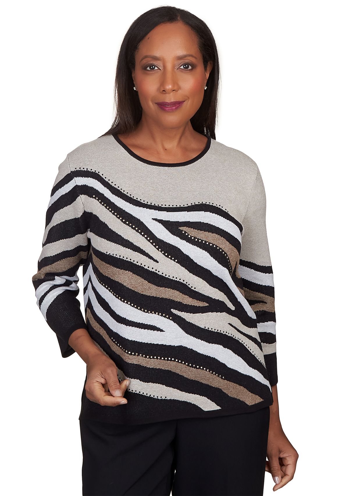 Womens Classics Animal Jacquard Top