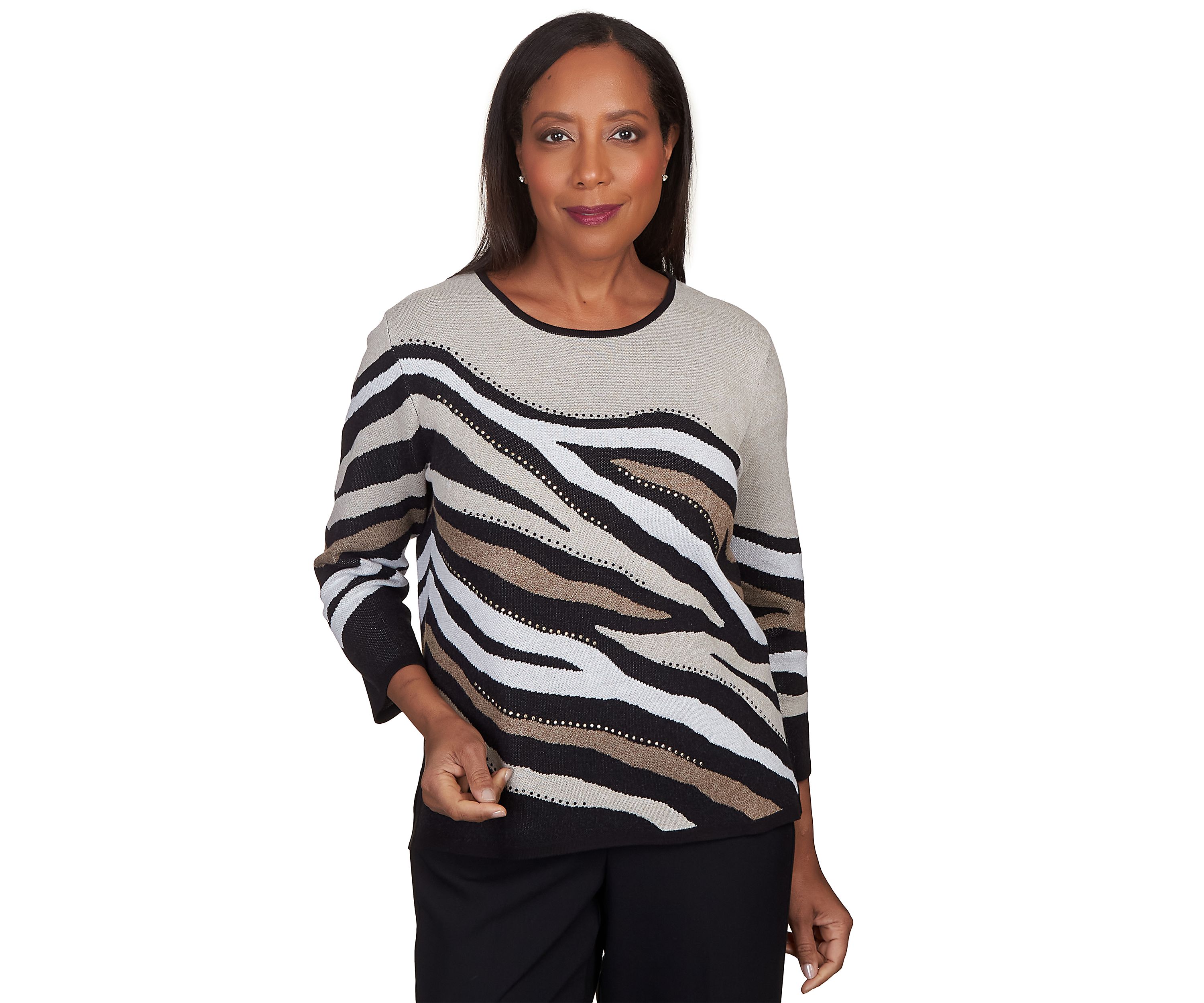 Womens Classics Animal Jacquard Top