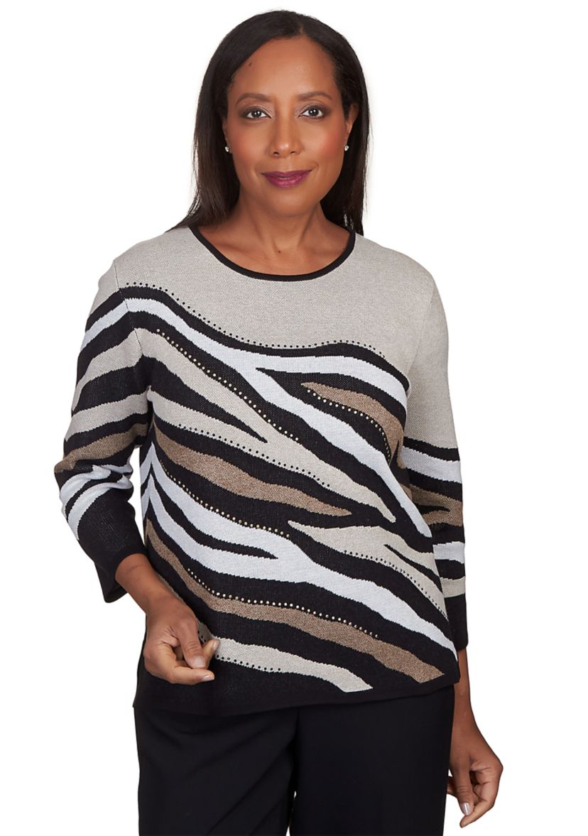 Womens Classics Animal Jacquard Top