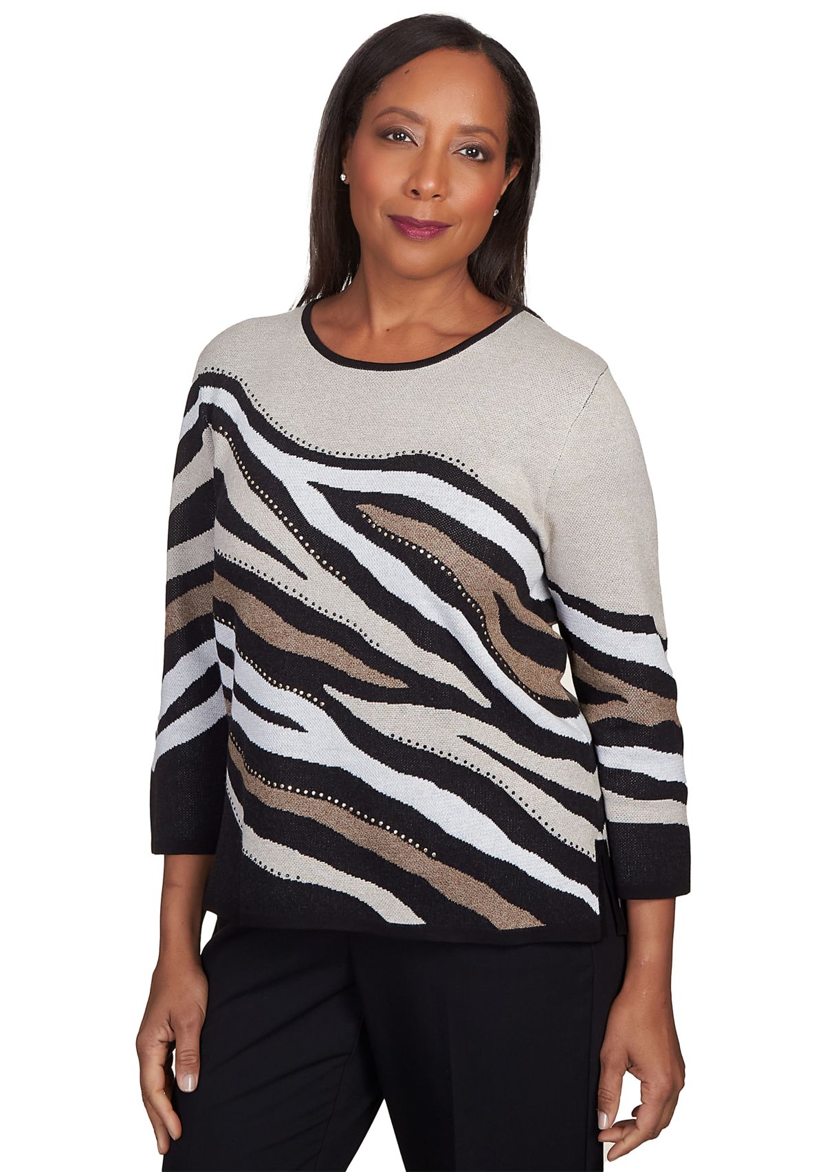 Womens Classics Animal Jacquard Top