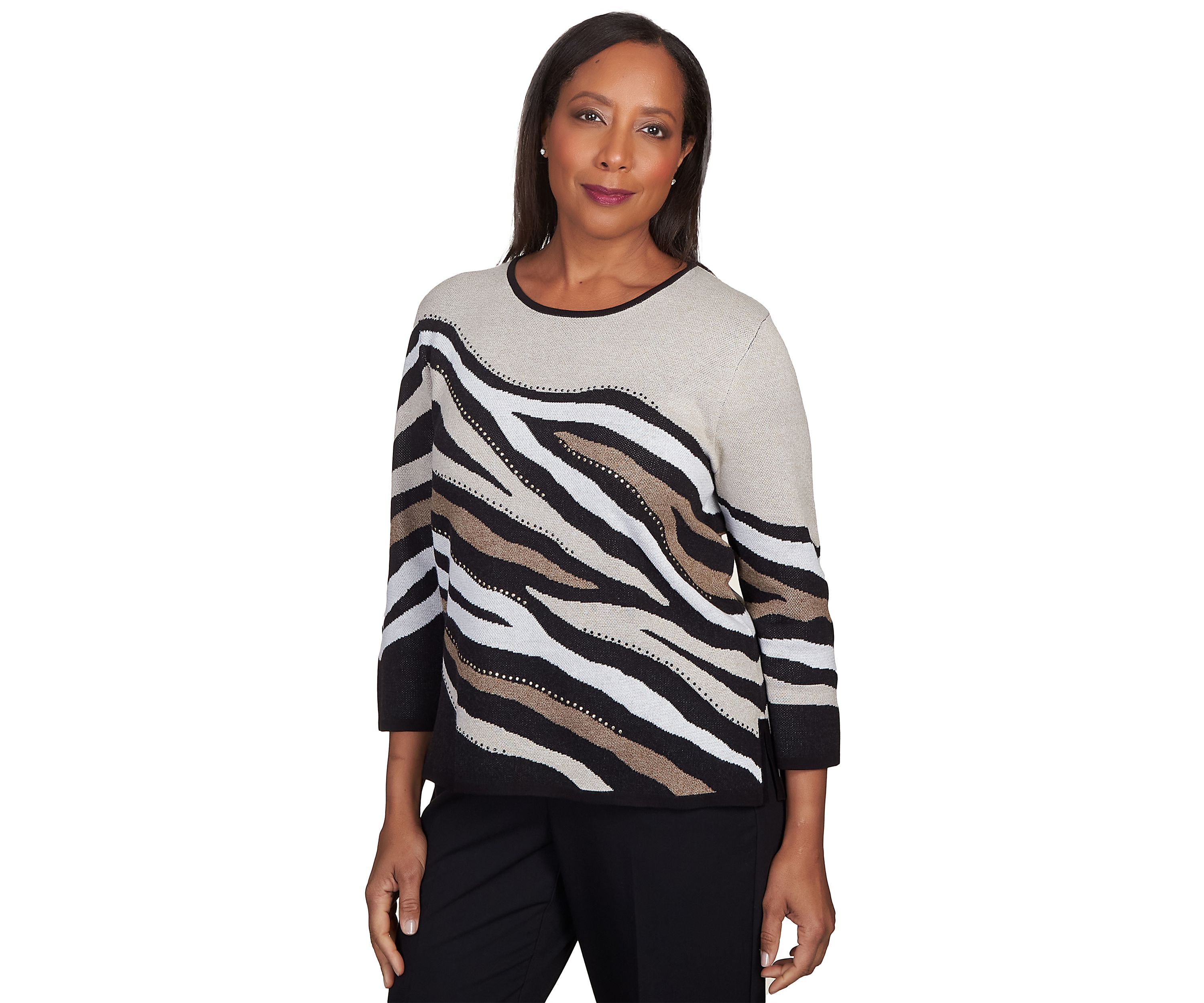 Womens Classics Animal Jacquard Top