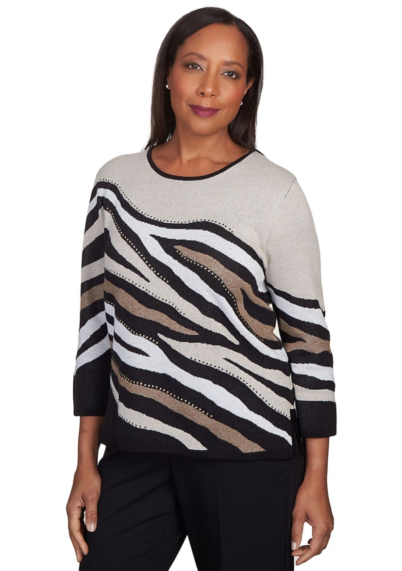 Womens Classics Animal Jacquard Top