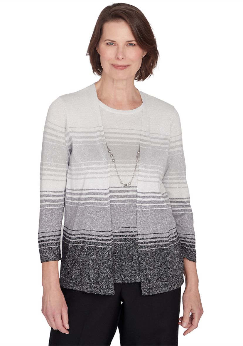 Womens 2 in 1 Classics Ombré Stripe Top