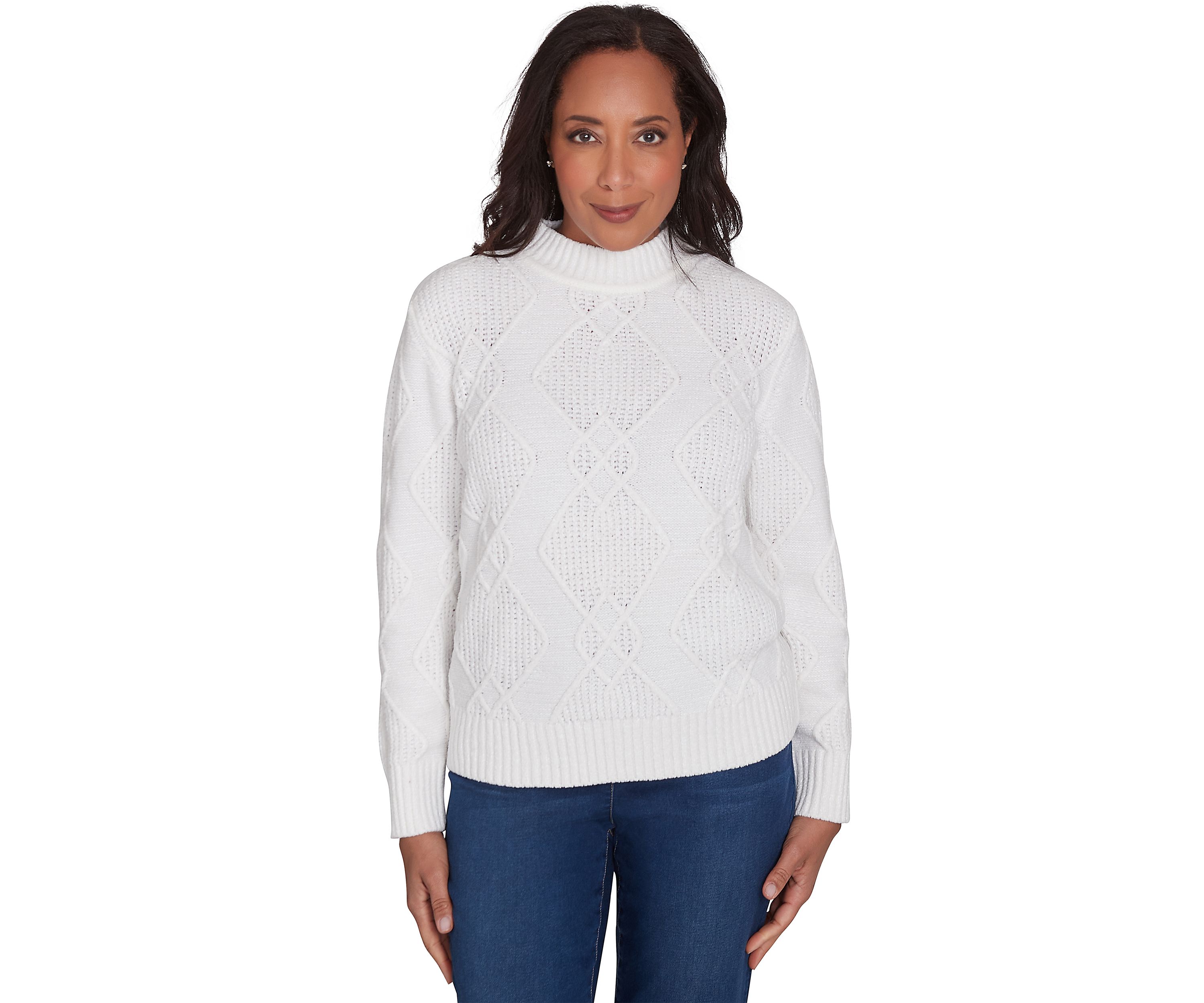 Womens Classic Chenille Diamond Stitched Sweater