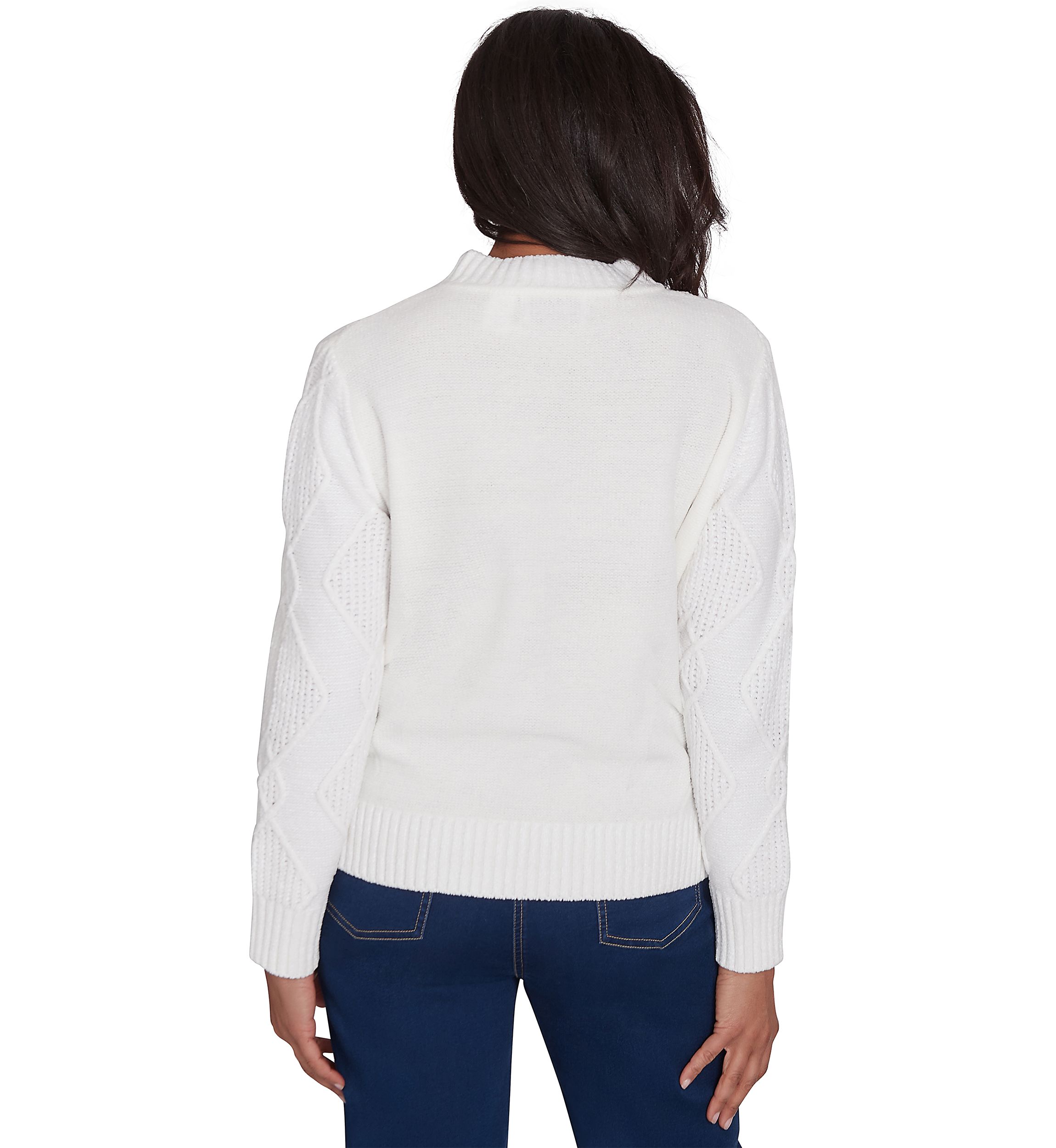 Womens Classic Chenille Diamond Stitched Sweater