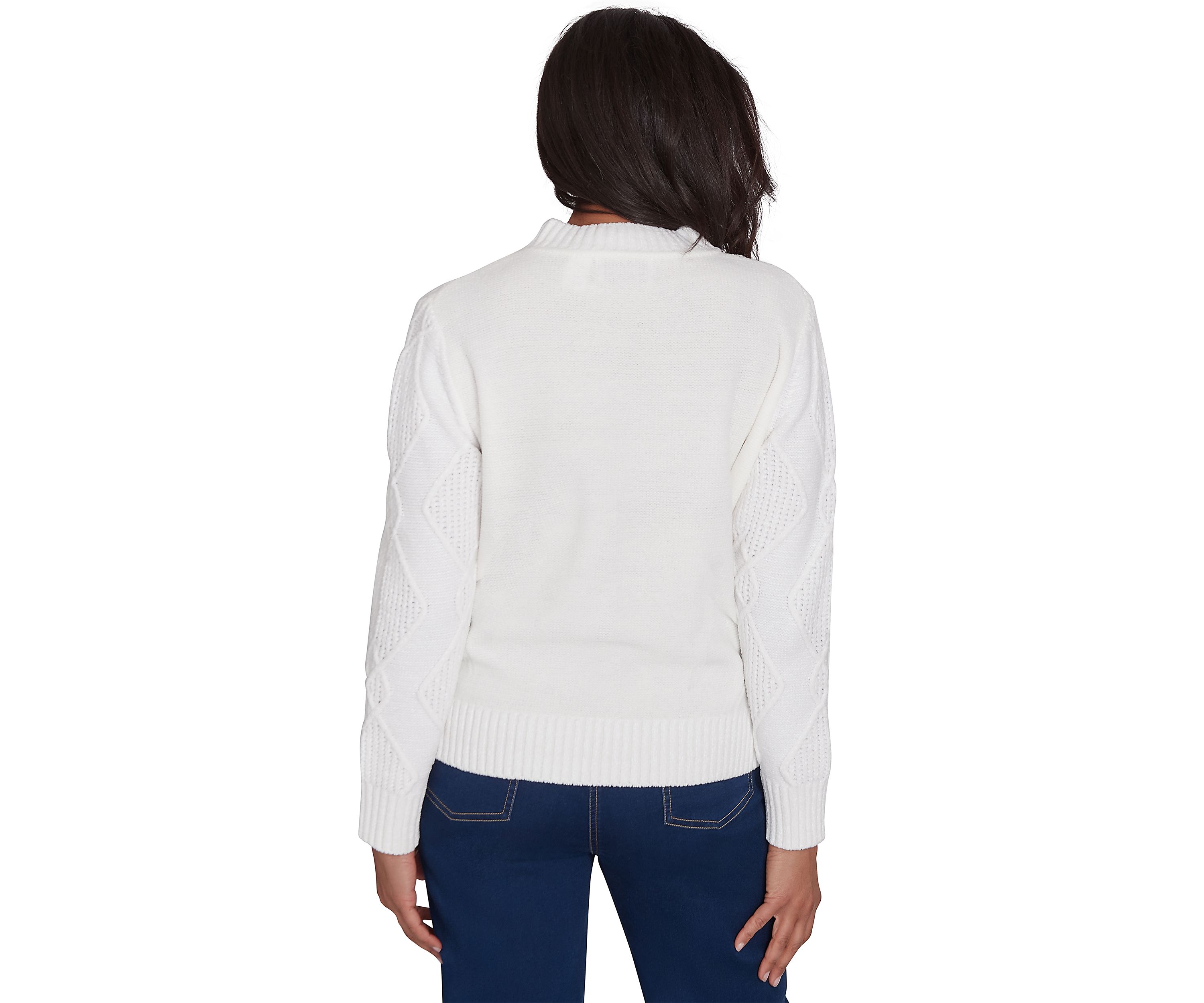 Womens Classic Chenille Diamond Stitched Sweater