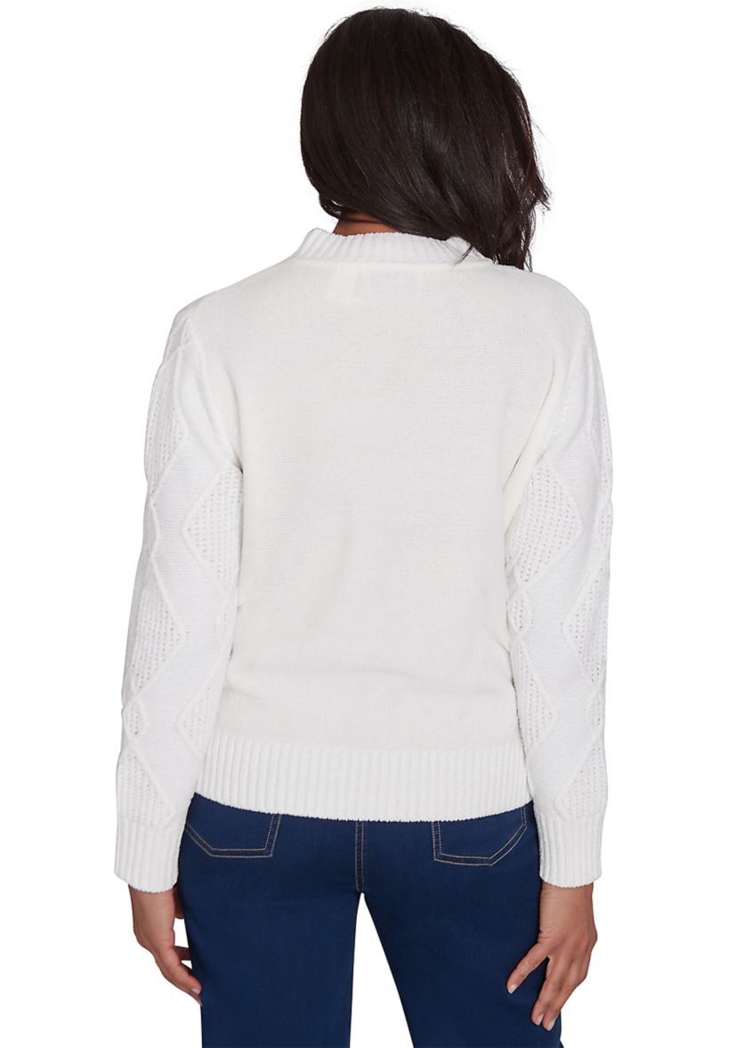 Womens Classic Chenille Diamond Stitched Sweater