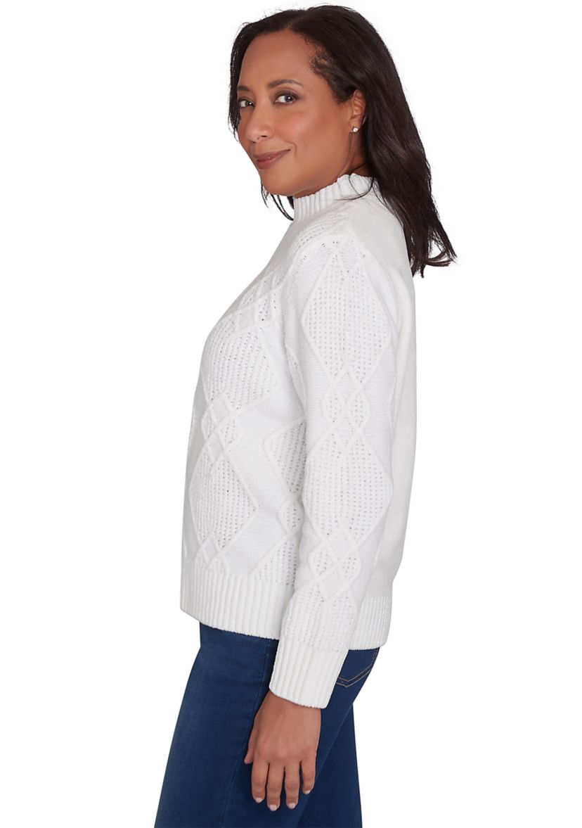 Womens Classic Chenille Diamond Stitched Sweater