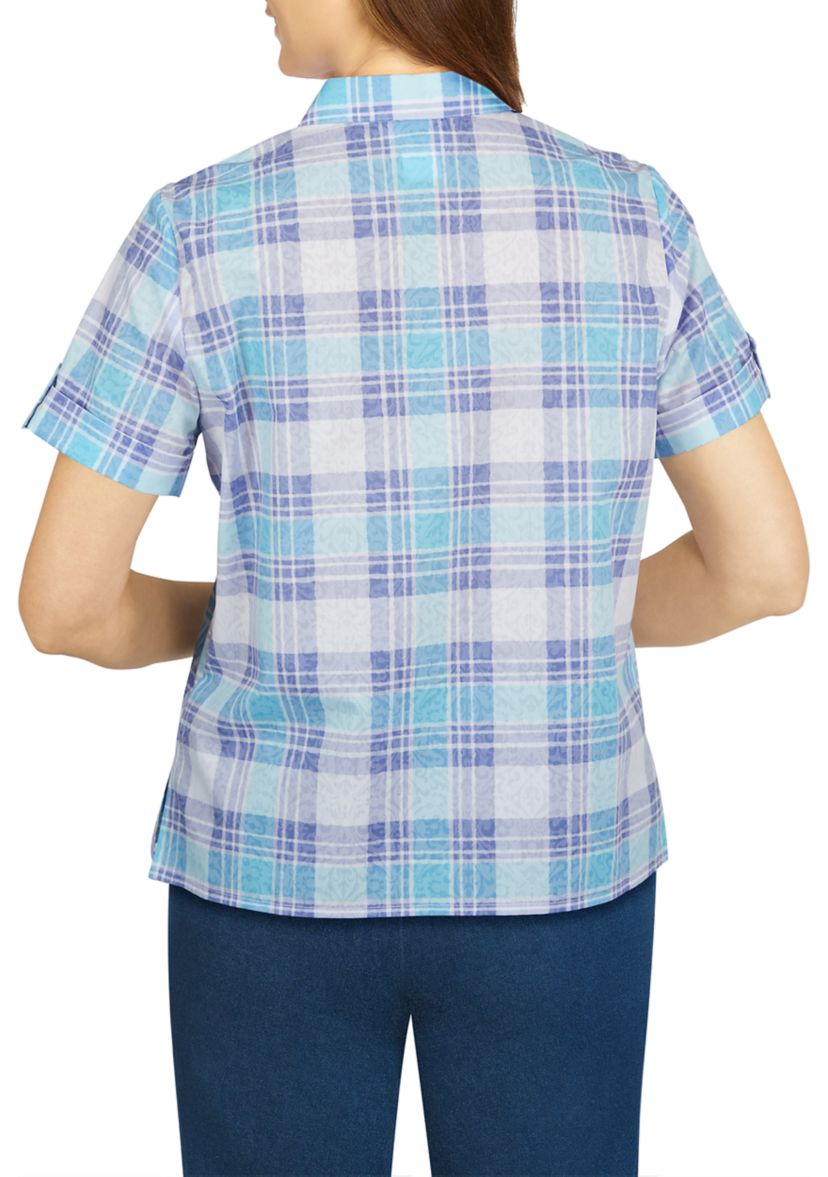 Womens Watercolor Plaid Shirt