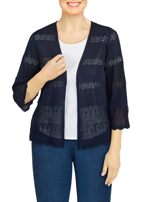 Alfred Dunner Womens Classics Sweater Cardigan