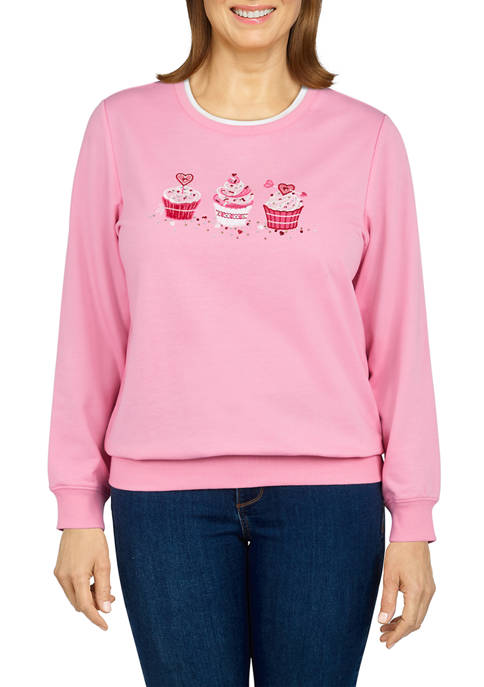 Alfred Dunner Womens Classics Cupcakes Knit Top