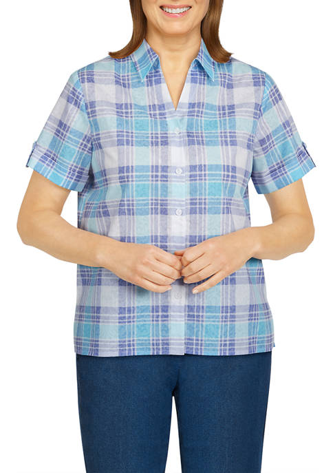 Alfred Dunner Plus Size Watercolor Plaid Shirt