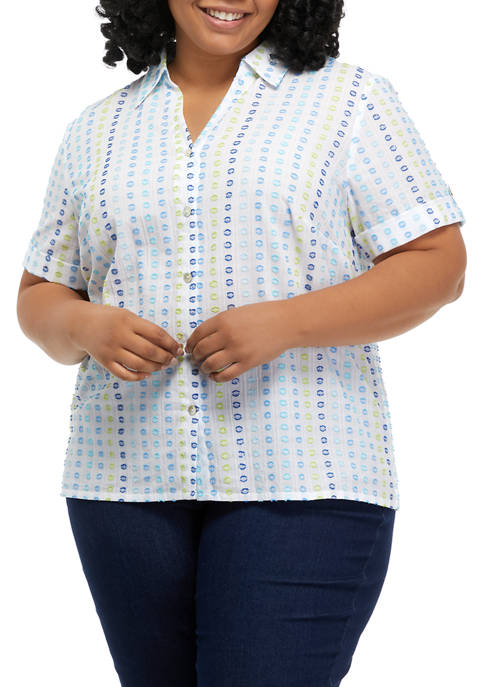 Alfred Dunner Plus Size Short Sleeve Clip Dot