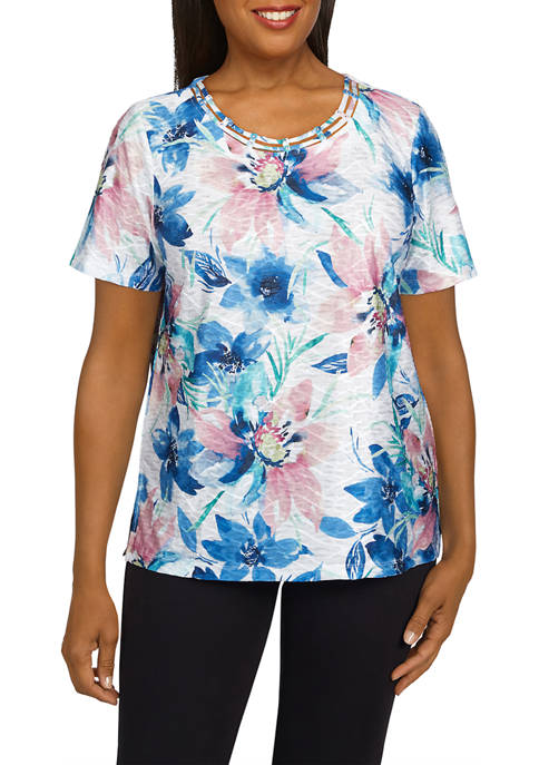 Alfred Dunner Plus Size Classics Floral Textured Knit