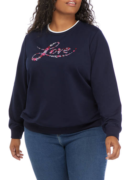 Alfred Dunner Plus Size Classics Floral Sweater