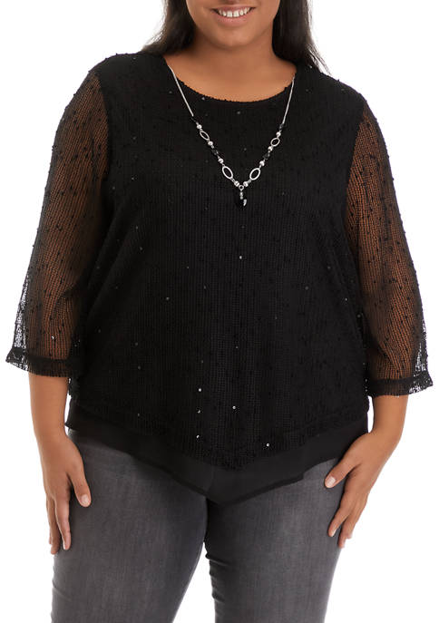 Alfred Dunner Plus Size 3/4 Sleeve Popcorn Knit