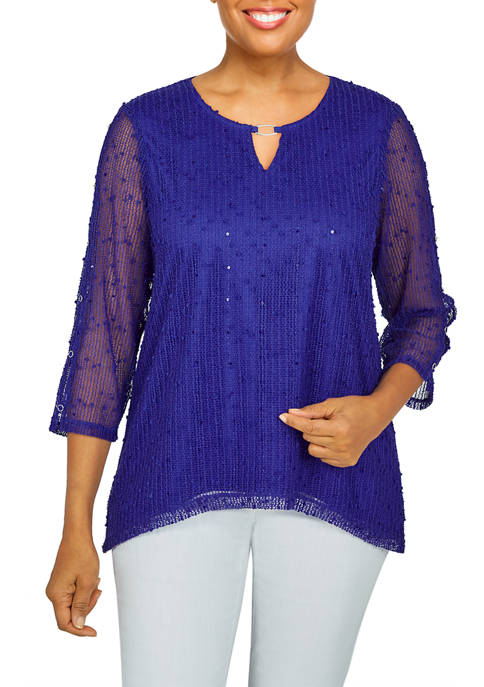 Alfred Dunner Petite Popcorn Knit Top