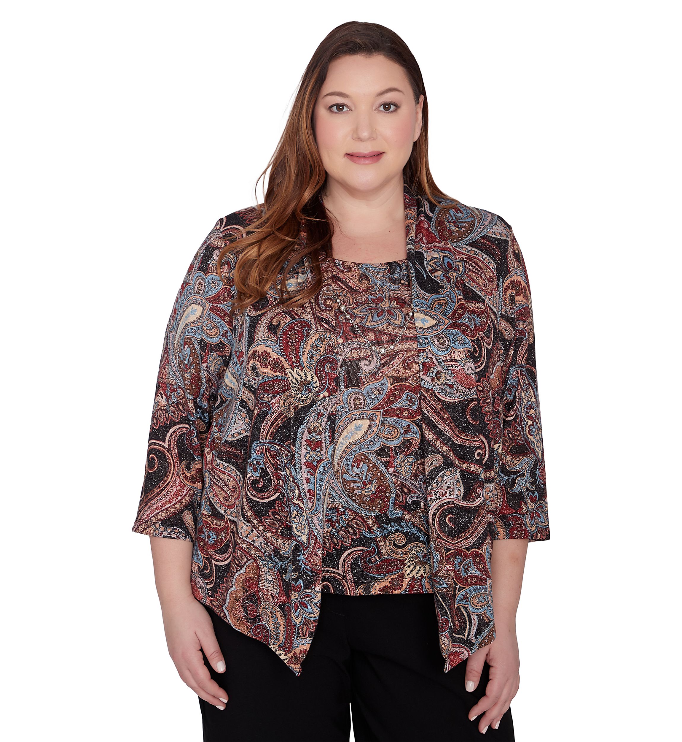 Plus Size Classics Paisley Lurex Two in One Sweater