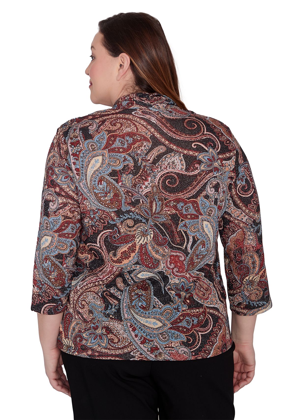 Plus Size Classics Paisley Lurex Two in One Sweater