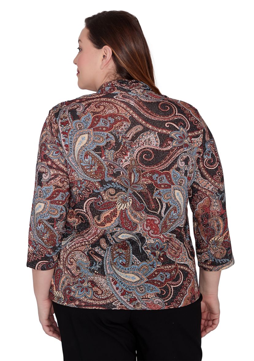 Plus Size Classics Paisley Lurex Two in One Sweater