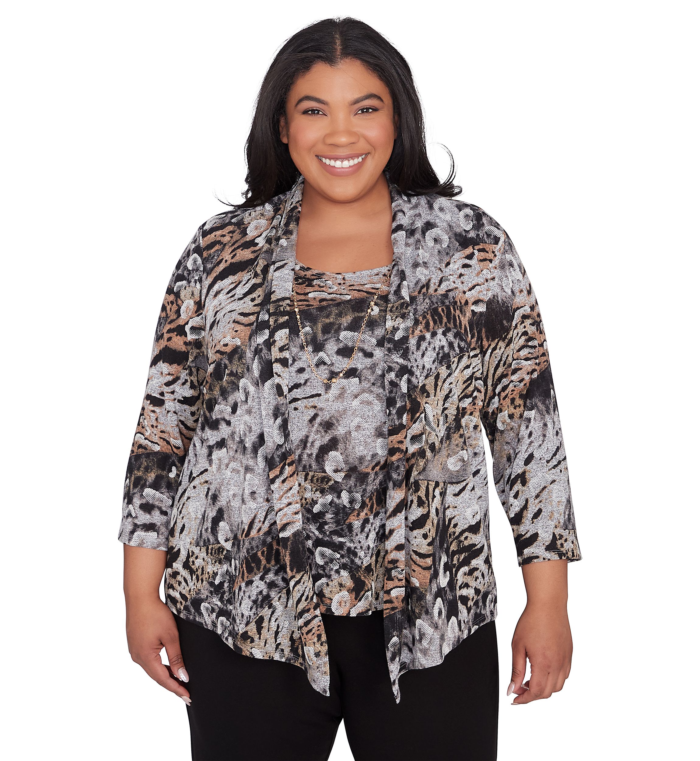 Plus Size Classics Animal Two in One Sweater