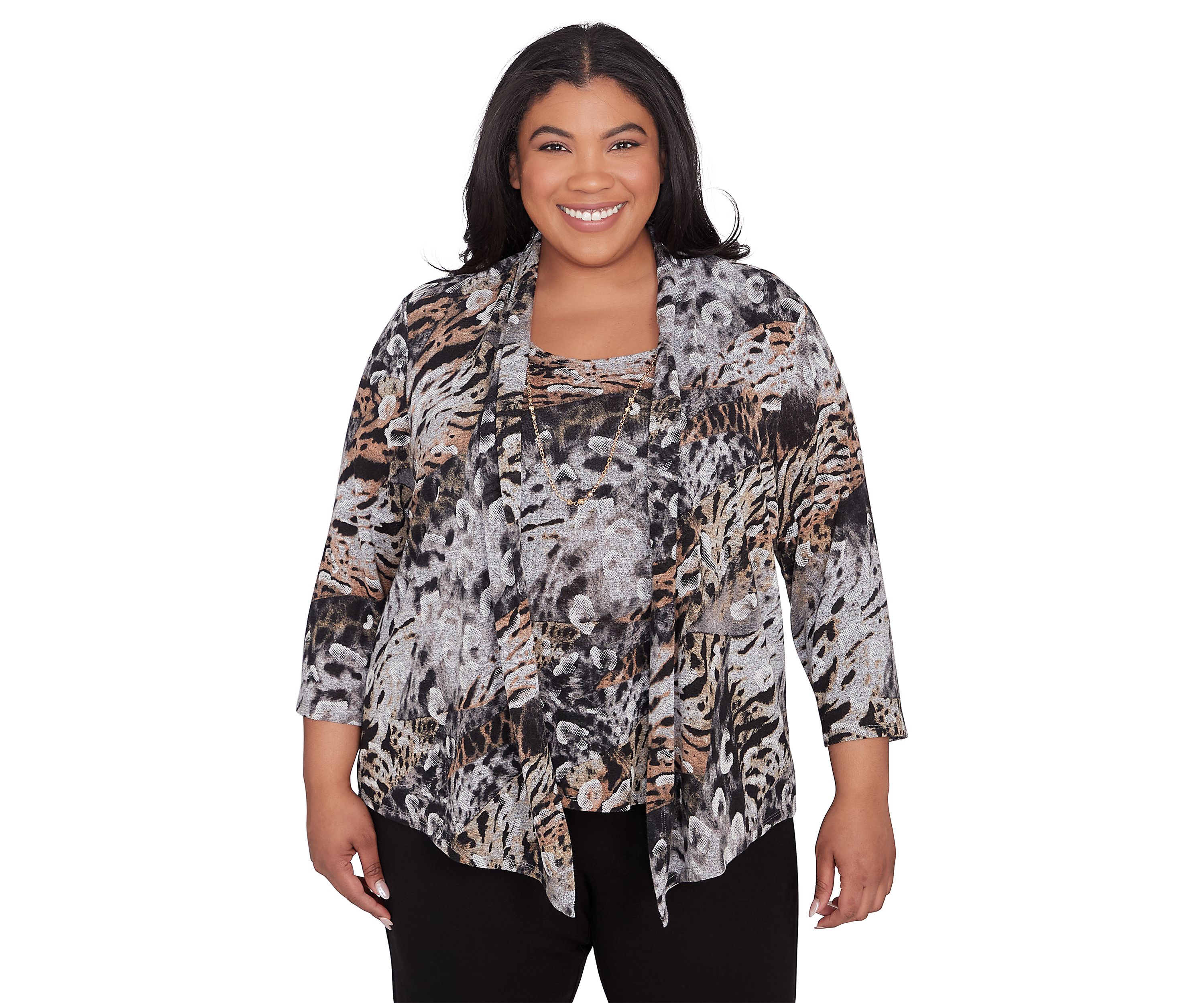 Plus Size Classics Animal Two in One Sweater