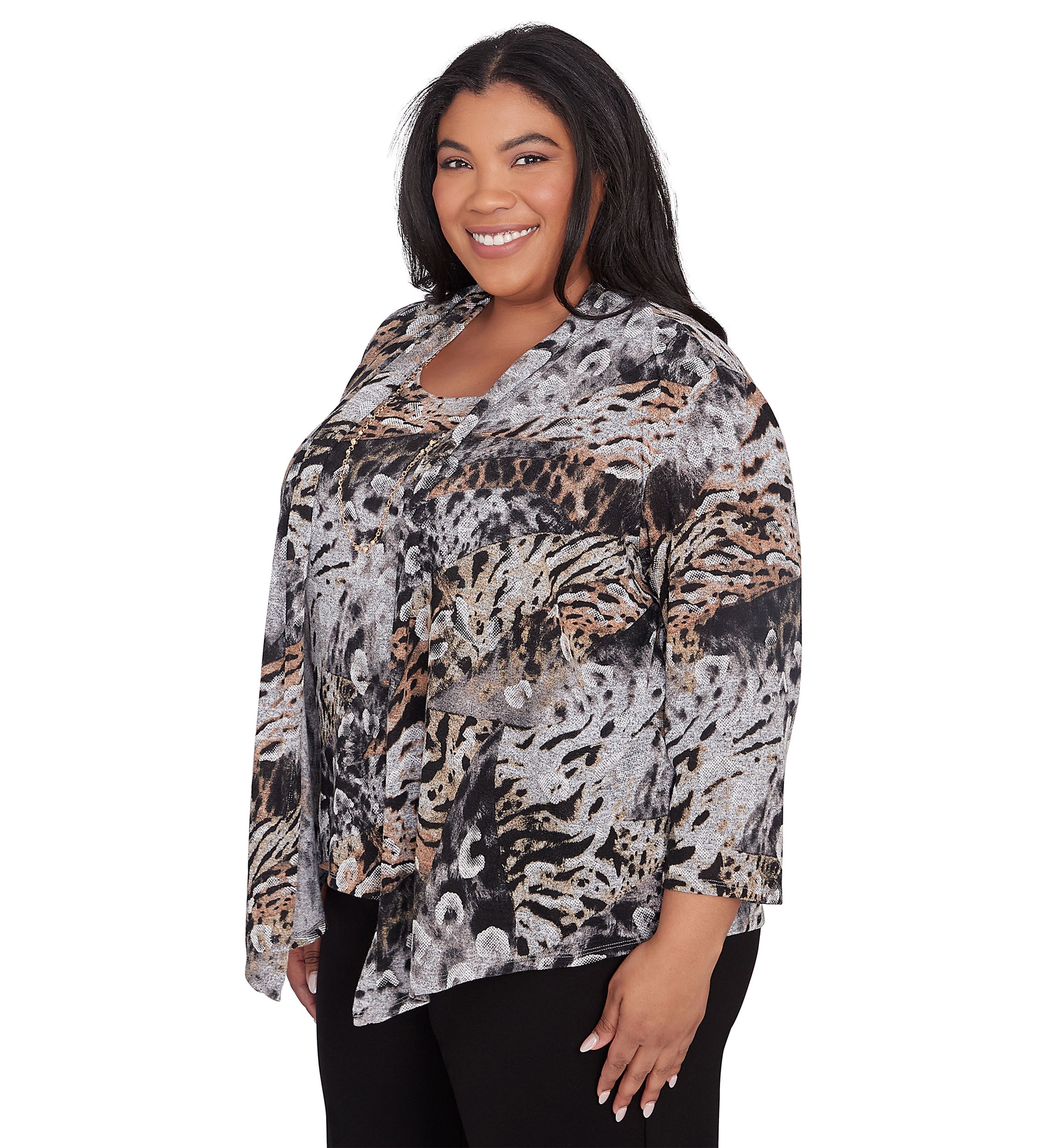 Plus Size Classics Animal Two in One Sweater