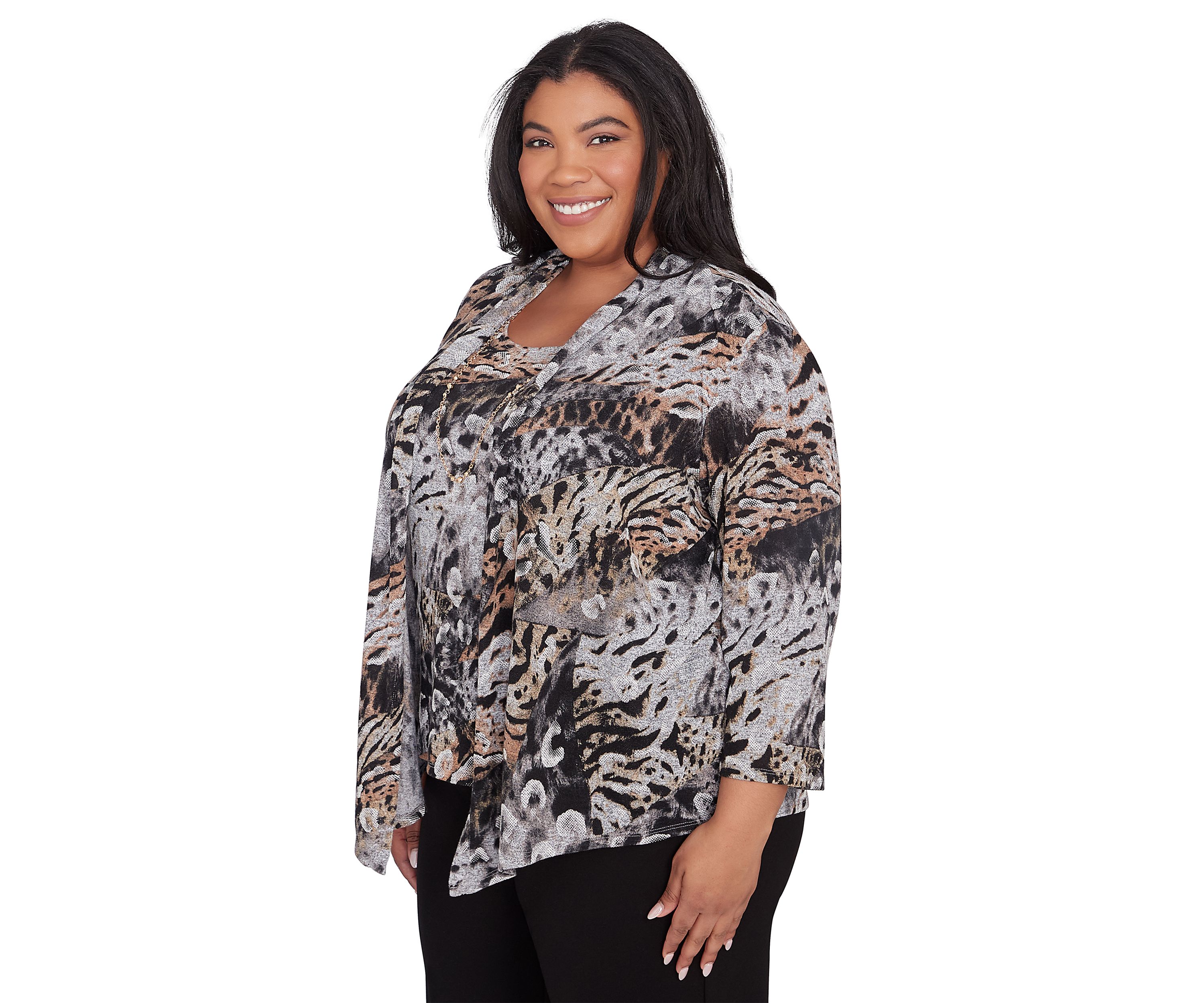 Plus Size Classics Animal Two in One Sweater