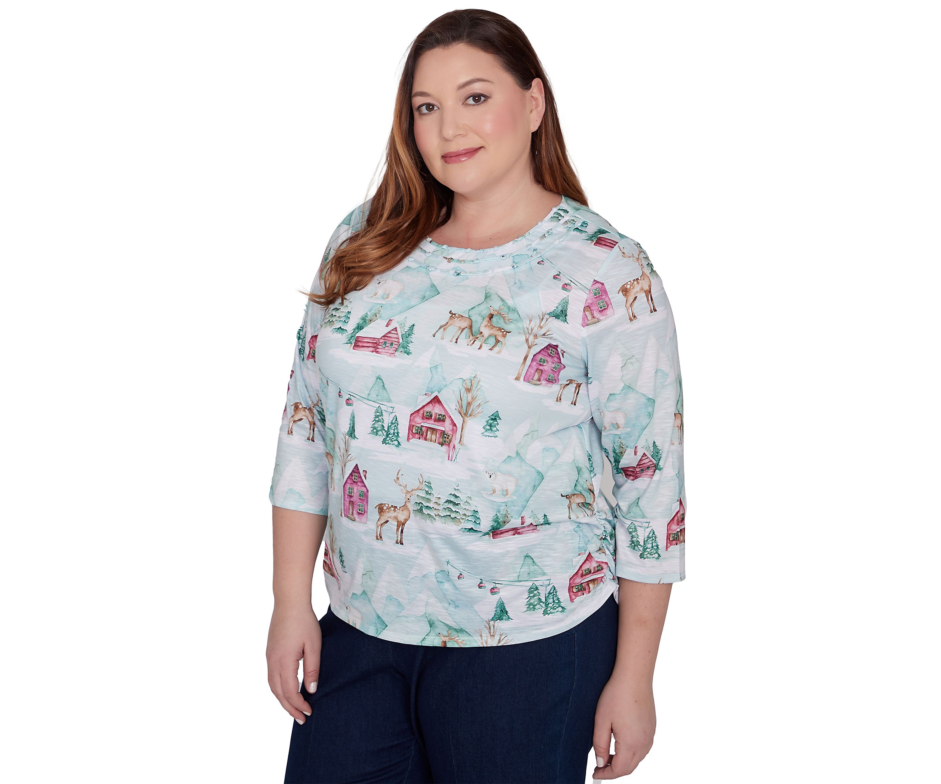 Plus Size Classics Ski Village with Deer T-Shirt 